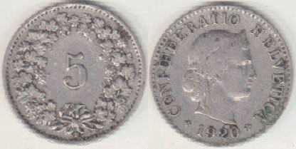1920 Switzerland 5 Rappen A008570
